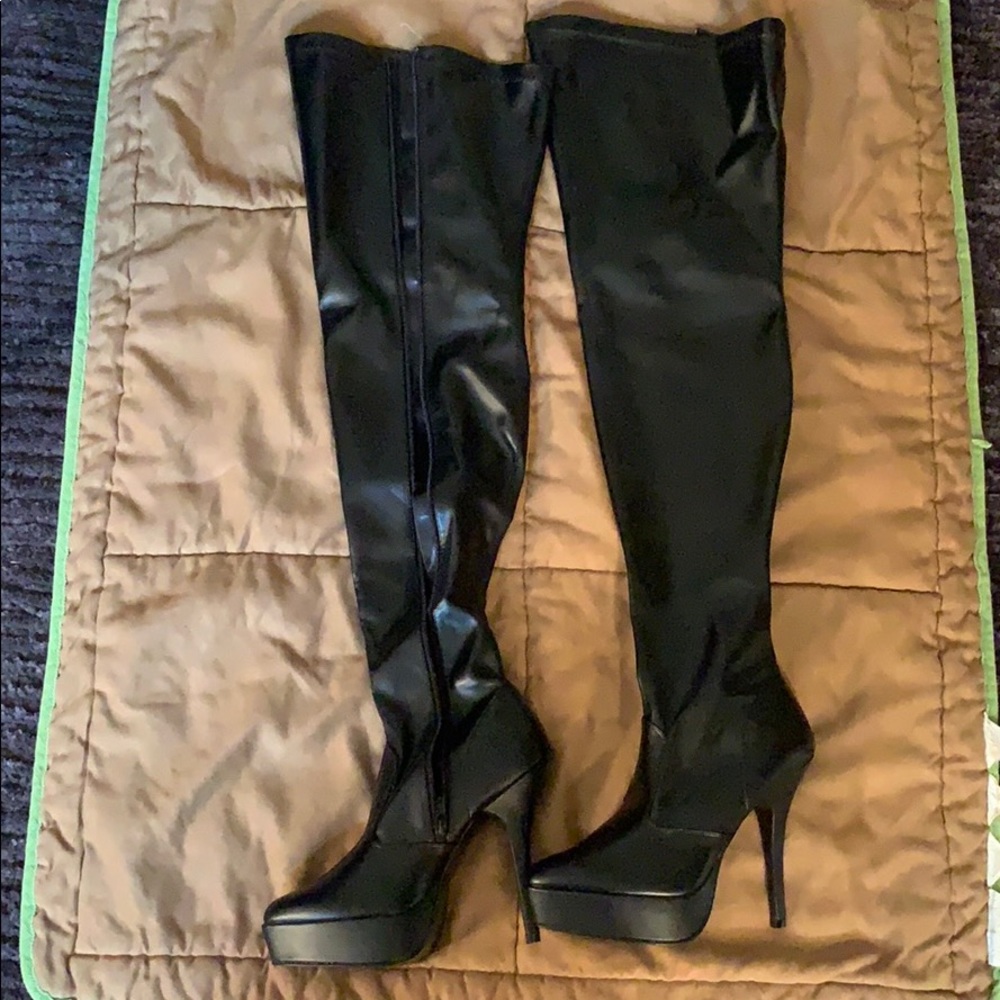 Thigh high leather boots